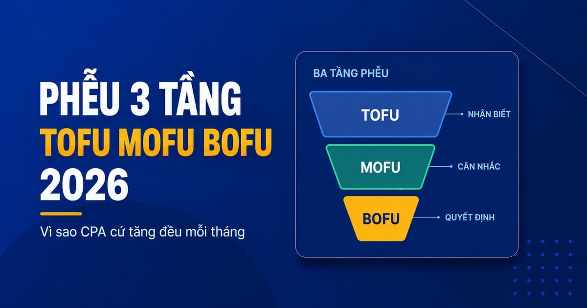 Phễu 3 tầng TOFU MOFU BOFU — vì sao CPA tăng đều 2026
