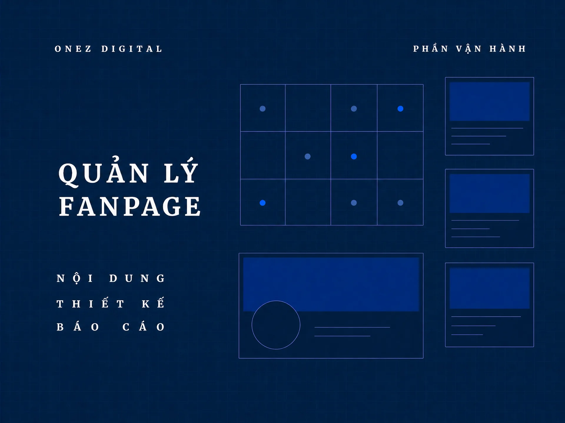 Ảnh bìa dịch vụ quản lý Fanpage của OneZ Digital: nội dung, thiết kế, báo cáo